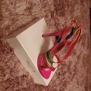 Hot pink open foot shoe